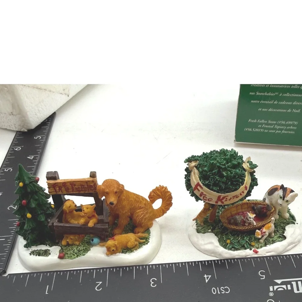 Department 56 Village Accessories Dog Puppies Cat Kittens Set of 2 north pole